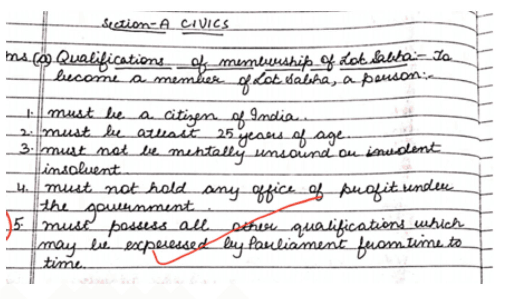 Example of a good points-based answer